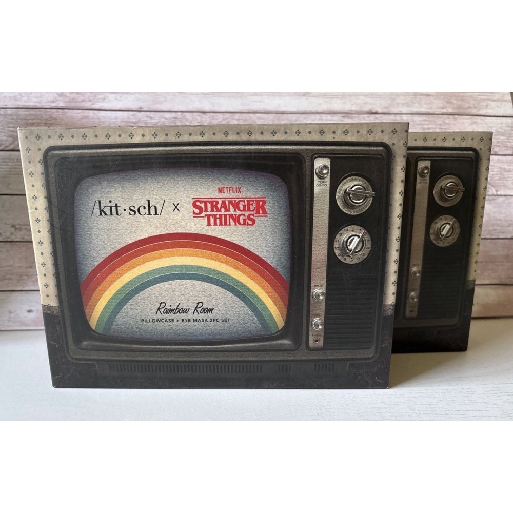 2 Pack - Kitsch x Stranger Things Rainbow Room 2 Satin Pillowcases & 2 Eyemasks